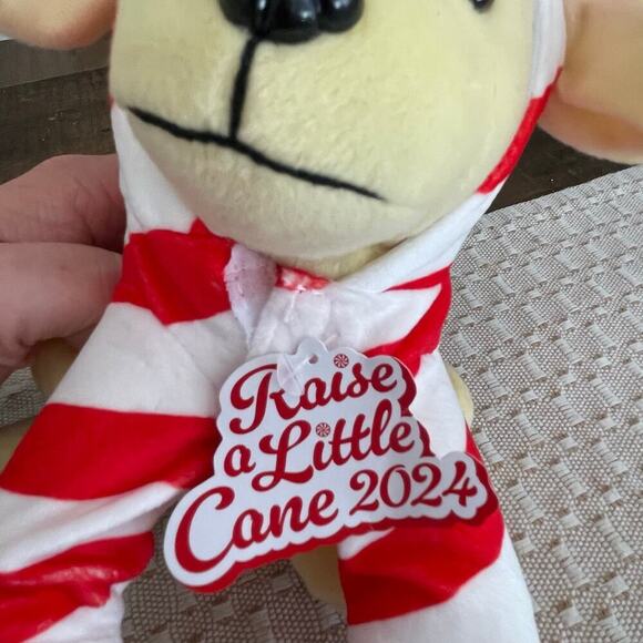 Raising Canes Plush Dog Holidays 2024 Peppermint Stripe Promotion Christmas - Picture 3 of 3